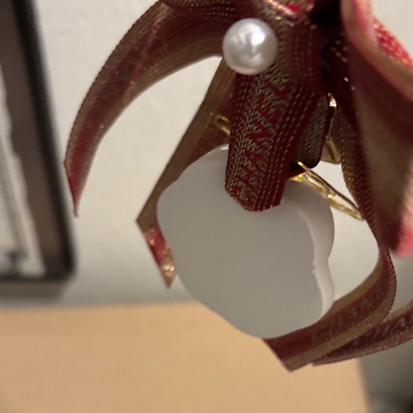 Chanel Red and Gold Ribbon with White Floral Accent - Picture 9 of 16